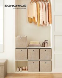Förvaringslådor, set med 6 lådor av non-woven tyg, 30 x 30 x 30 cm, sandbeige