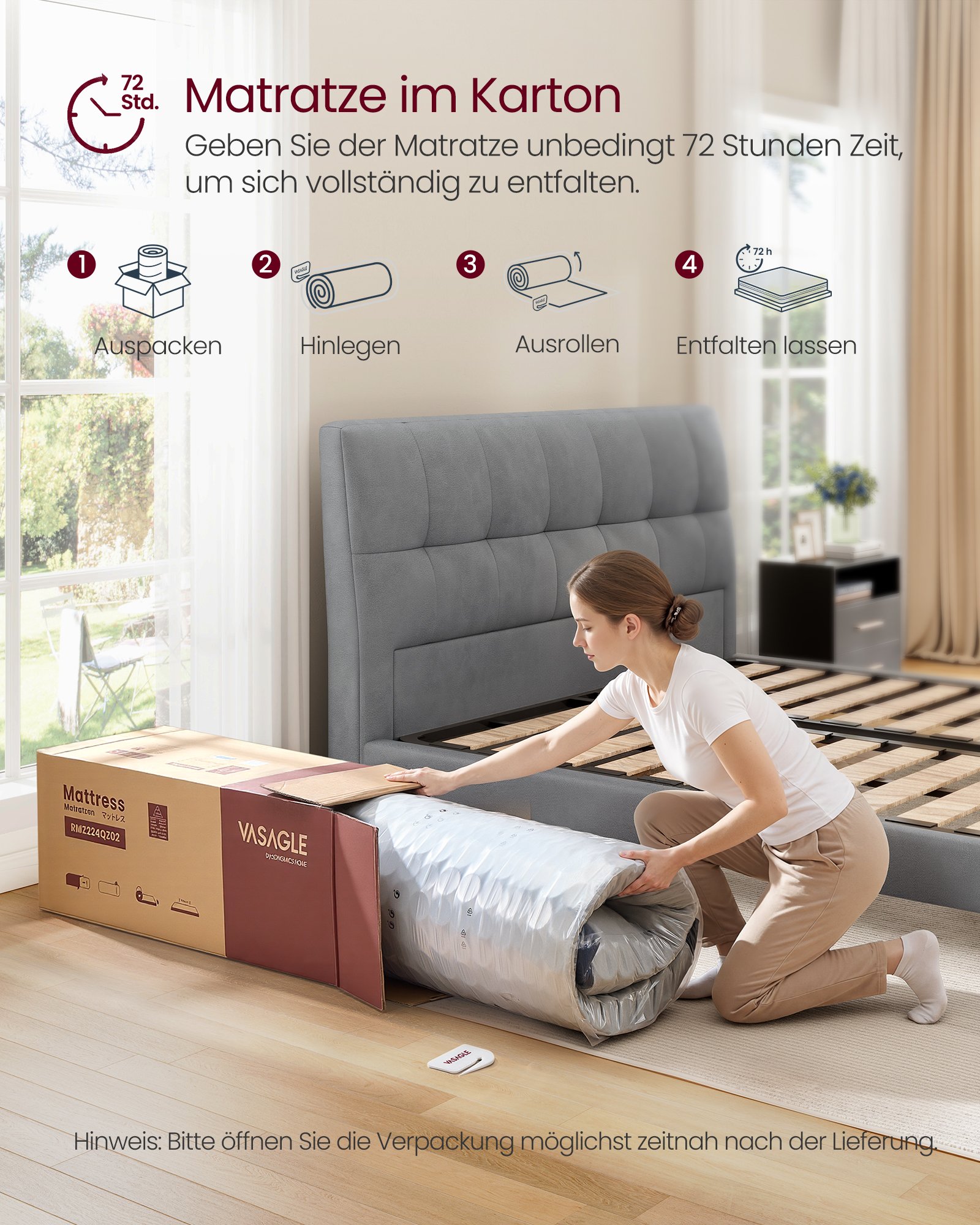VASAGLE Mattress 140 x 200 x 20 cm Pocket Spring Gel Memory Foam Mattress Medium Firm H3 7-Zone Support Motion Isolation Breathable Cover Blue RMZ214QZ02 7 VASAGLE Mattress 140 x 200 x 20 cm Pocket Spring Gel Memory Foam Mattress Medium Firm H3 7-Zone Support Motion Isolation Breathable Cover Blue RMZ214QZ02 - Bild 7