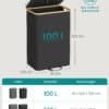 Recycling bin for kitchen with 100-liter capacity, black color, and wooden rim.