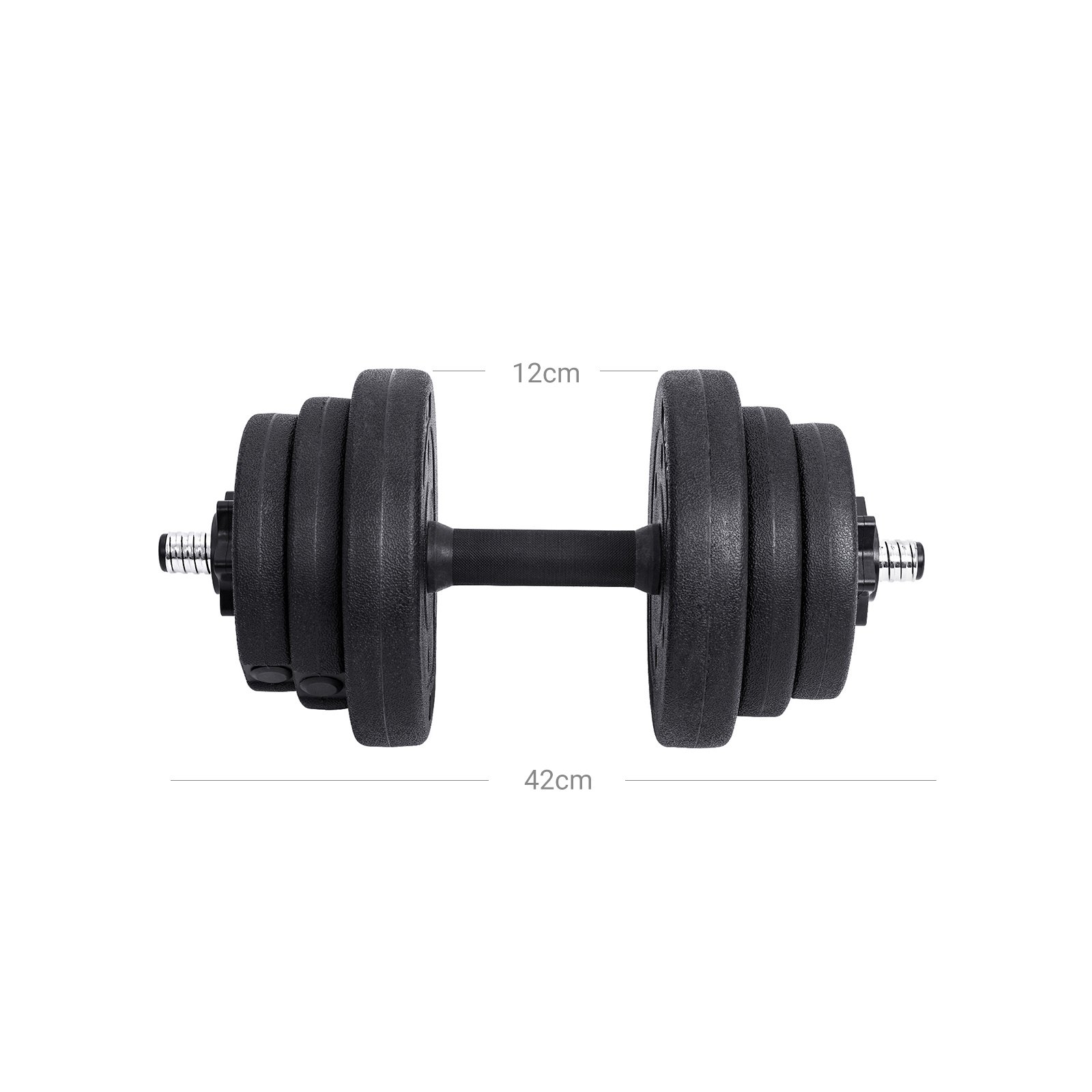 SONGMICS 2-in-1 Dumbbells Set, 2 x 10 kg Adjustable Dumbbells with Extra Barbell Bar, Plastic-Coated Weight Plates, Fitness Exercise, Home Gym, Black SYL20HBK 6 SONGMICS 2-in-1 Dumbbells Set, 2 x 10 kg Adjustable Dumbbells with Extra Barbell Bar, Plastic-Coated Weight Plates, Fitness Exercise, Home Gym, Black SYL20HBK - Bild 6