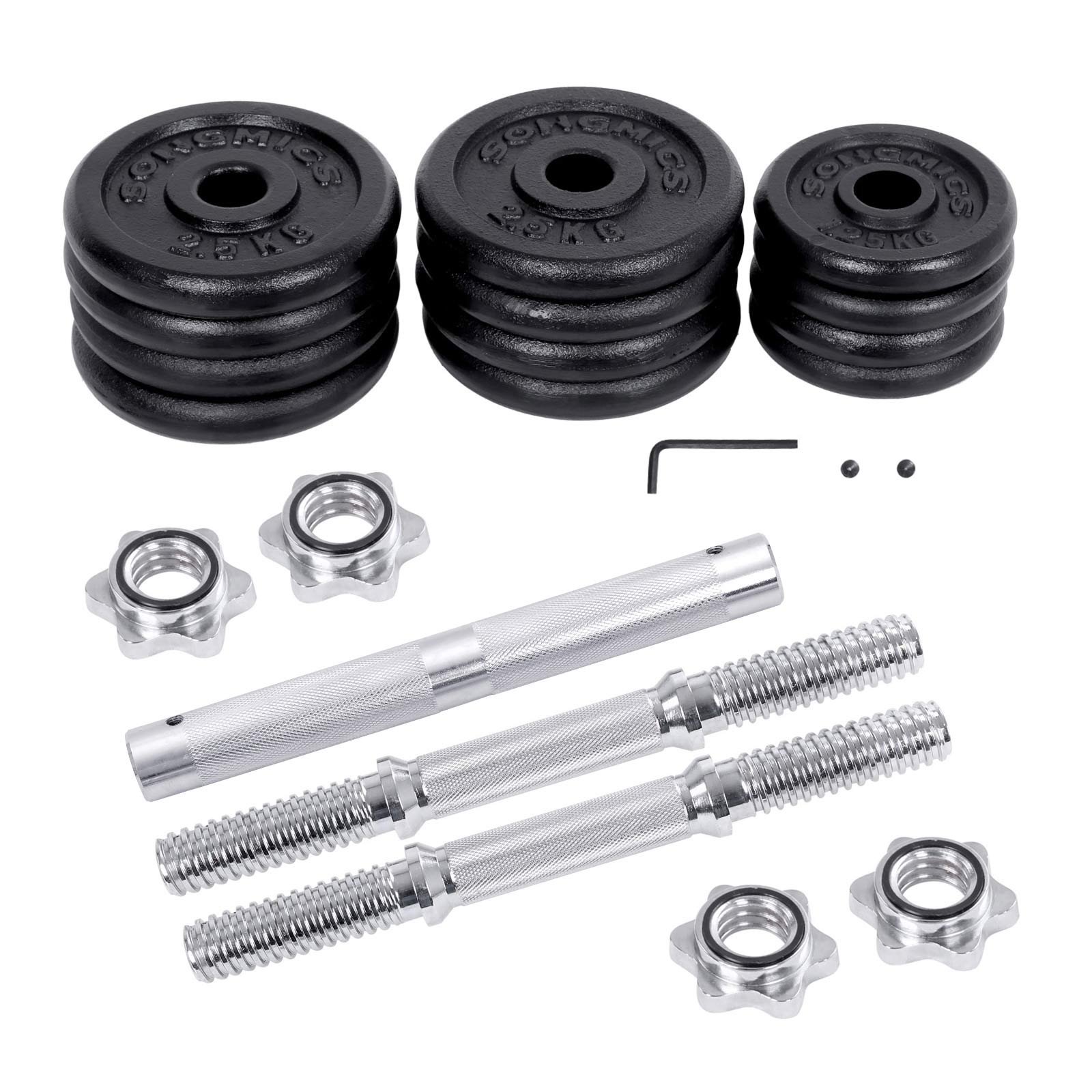 SONGMICS 2-in-1 Dumbbells Set, 2 x 15 kg Cast Iron Adjustable Weights, with Extra Steel Barbell Bar, Fitness Training, Weight Lifting, at Home Gym, Black SYL30LBK 5 SONGMICS 2-in-1 Dumbbells Set, 2 x 15 kg Cast Iron Adjustable Weights, with Extra Steel Barbell Bar, Fitness Training, Weight Lifting, at Home Gym, Black SYL30LBK - Bild 5