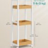 Badrumsvagn i bambu med 3 hyllplan och hjul, 30 x 20 x 80 cm - Bild 6