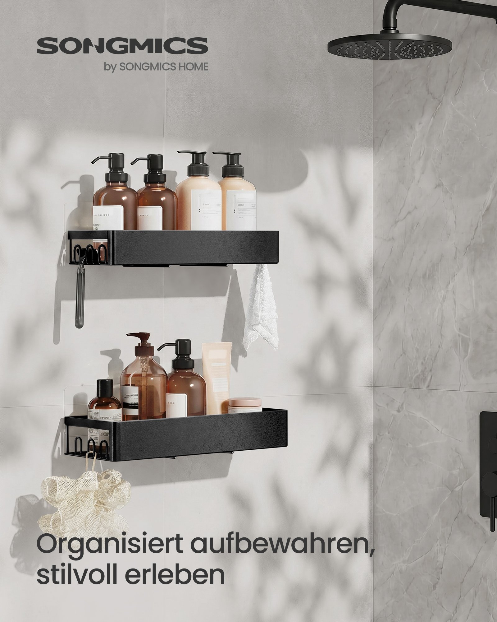 Duschhylla, 2-pack, självhäftande, 31,5 x 12,5 x 5 cm 1 Duschhylla, 2-pack, självhäftande, 31,5 x 12,5 x 5 cm