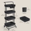 SONGMICS 4-Tier Storage Trolley, Rolling Trolley with Handle, 2 Small Organisers, Steel Frame, Steel Baskets, Utility Cart, Easy Assembly, for Bathroom Laundry Room, Black BSC077BZ01 - Bild 7