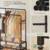SONGMICS Clothes Rail, Heavy Duty Clothes Rack with 7 Storage Shelves, Double Hanging Rods, Metal Coat Rack, Open Wardrobe for Bedroom, Living Room, Hallway, Black HSR182B01 - Bild 5
