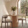 VASAGLE Wooden Dining Chairs Set of 2, Upholstered Kitchen Chairs with Solid Wood Legs, Ergonomic Curved Backrest, Built-In Handle, Mid Century Modern, for Kitchen Dining Vanity, Cappuccino Beige - Bild 2