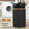 Tvättkorg, 150 L, Sorterare med Lock, Avtagbara Klädpåsar - Bild 3