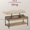 Soffbord med höjbar skiva, vardagsrumsbord, 50 x 100 cm - Bild 5