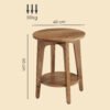 Vasagle Maezo Collection - Side Table with Bottom Shelf, Modern Style, Bedside Table, Sofa End, for Small Spaces, Living Room, Honey Brown LET283T41V1 - Bild 2