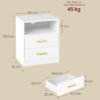 VASAGLE Custos Collection LET629WB01 Bedside Table with Charging Station, LED Lighting, Side Table, Modern with Drawers, 2 AC Outlets and USB Ports, Cloud White - Bild 4
