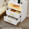 VASAGLE Custos Collection LET629WB01 Bedside Table with Charging Station, LED Lighting, Side Table, Modern with Drawers, 2 AC Outlets and USB Ports, Cloud White - Bild 5