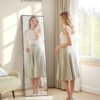 SONGMICS Full Length Mirror, Rectangle Full Body Floor Mirror with Stand, Aluminium Alloy Frame, Tempered Glass, for Bedroom, Living Room, Cloakroom, Square Corner, 160 x 50 cm, Matte Black LFM050BD01 - Bild 2