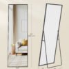 SONGMICS Full Length Mirror, Rectangle Full Body Floor Mirror with Stand, Aluminium Alloy Frame, Tempered Glass, for Bedroom, Living Room, Cloakroom, Square Corner, 160 x 50 cm, Matte Black LFM050BD01 - Bild 5