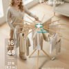 SONGMICS Clothes Drying Rack, Rotary Foldable Clothes Airer, Portable Laundry Drying Stand, Space-Saving, Rotatable, Freestanding,Laundry Room Balcony, 16 Pull-Out Wood Arms, Natural Colour LLR530YW01 - Bild 3