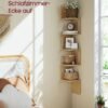 VASAGLE 5-Tier Corner Shelf, Wall Mounted Floating Shelf, Zigzag Corner Shelf Unit, PVC Rattan Sides, Space-Saving, for Kitchen, Living Room, Bedroom, Boho Style - Bild 3