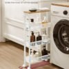 VASAGLE 4-Shelf Trolley, Space-Saving Kitchen Cart with Wheels, Steel Frame, Handle, Trolley for Small Spaces, Kitchen Bathroom Living Room Studio, Oak and White LRC032W09 - Bild 3