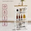 VASAGLE 4-Shelf Trolley, Space-Saving Kitchen Cart with Wheels, Steel Frame, Handle, Trolley for Small Spaces, Kitchen Bathroom Living Room Studio, Oak and White LRC032W09 - Bild 4