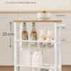 VASAGLE 4-Shelf Trolley, Space-Saving Kitchen Cart with Wheels, Steel Frame, Handle, Trolley for Small Spaces, Kitchen Bathroom Living Room Studio, Oak and White LRC032W09 - Bild 5