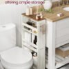 VASAGLE 4-Tier Narrow Kitchen Cart, Niche Shelf on Wheels, Handle, for Small Spaces, 40 x 15 x 86.5 cm, Bathroom, Laundry Room, Vintage White-Honey Brown LRC050K01 - Bild 5