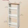 VASAGLE 4-Tier Narrow Kitchen Cart, Niche Shelf on Wheels, Handle, for Small Spaces, 40 x 15 x 86.5 cm, Bathroom, Laundry Room, Vintage White-Honey Brown LRC050K01 - Bild 6