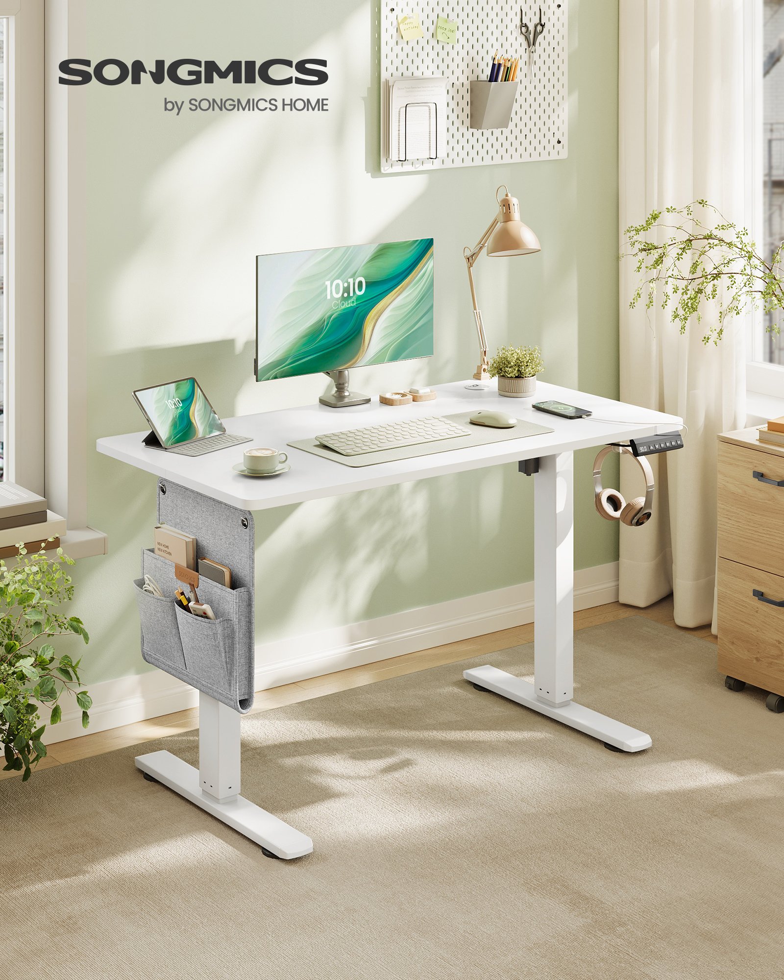 SONGMICS Electric Height Adjustable Desk 100 x 60 cm Memory Function with 4 Heights, USB-C Port, Cloud White LSD130WZ01 1 SONGMICS Electric Height Adjustable Desk 100 x 60 cm Memory Function with 4 Heights, USB-C Port, Cloud White LSD130WZ01