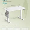 SONGMICS Electric Height Adjustable Desk 100 x 60 cm Memory Function with 4 Heights, USB-C Port, Cloud White LSD130WZ01 - Bild 6