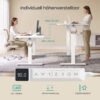 SONGMICS Electric Standing Desk , Adjustable Height Dual Motor, 160 x 80x73-121 cm cm, White, 100 kg Dynamic Load, Memory Handset - Bild 5