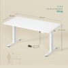 SONGMICS Electric Standing Desk , Adjustable Height Dual Motor, 160 x 80x73-121 cm cm, White, 100 kg Dynamic Load, Memory Handset - Bild 6