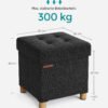 SONGMICS LSF014B11 Bench with Storage Space Shoe Bench Folding Seat Chest Storage Box Footstool 38 x 38 x 40 cm for Living Room Bedroom Black - Bild 4