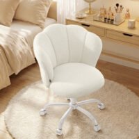 Petal-skrivbordsstol – snurrbar sminkstol i teddyfleece