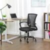 SONGMICS OBN22BK Office Chair with Mesh Covering, Height-Adjustable Computer Chair, 360° Swivel Chair, Rocker Function, Breathable, Office, Study, Maximum Load 120 kg