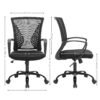 SONGMICS OBN22BK Office Chair with Mesh Covering, Height-Adjustable Computer Chair, 360° Swivel Chair, Rocker Function, Breathable, Office, Study, Maximum Load 120 kg - Bild 7