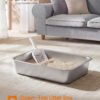 Feandrea PP Plastic, Stainless Steel Litter Box, Open Top Cat Litter Tray with Scoop - Bild 2
