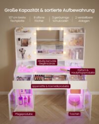 Sminkbord med LED-spegel och RGB-belysning