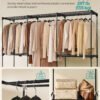 SONGMICS Clothes Wardrobe, Portable Closet, Open Storage Wardrobe, Clothes Garment Rack, 205 x 43 x 166 cm, 5 Hanging Rods and Shelves, for Bedroom, Living Room, Laundry Room, Ink Black RYG035B01 - Bild 3